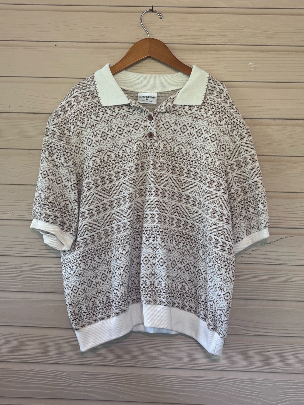 Vintage 90s Alfred Dunner Textured Geometric Knit Polo Shirt